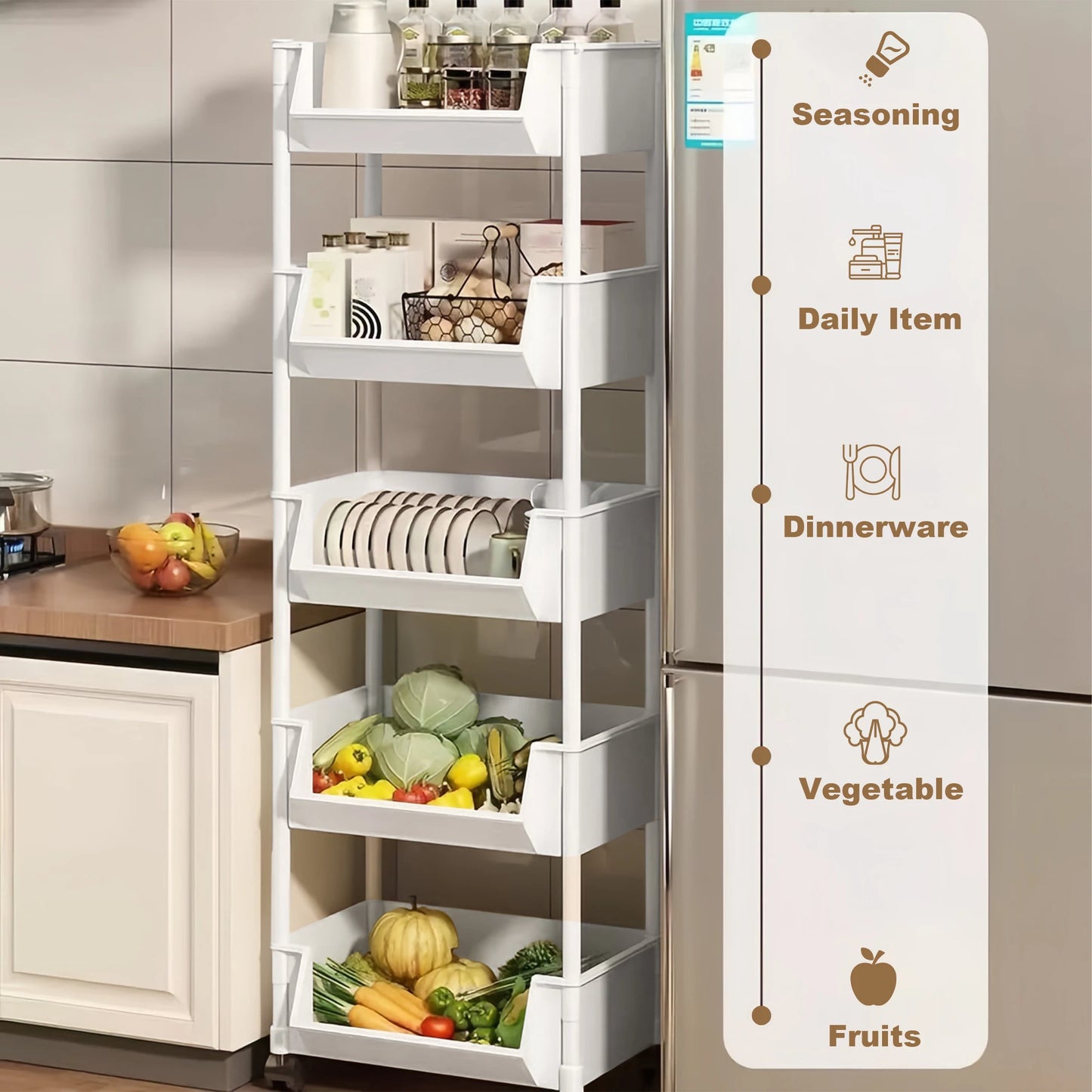 Trolley Bookshelf Kitchen Storage Rack Kitchen