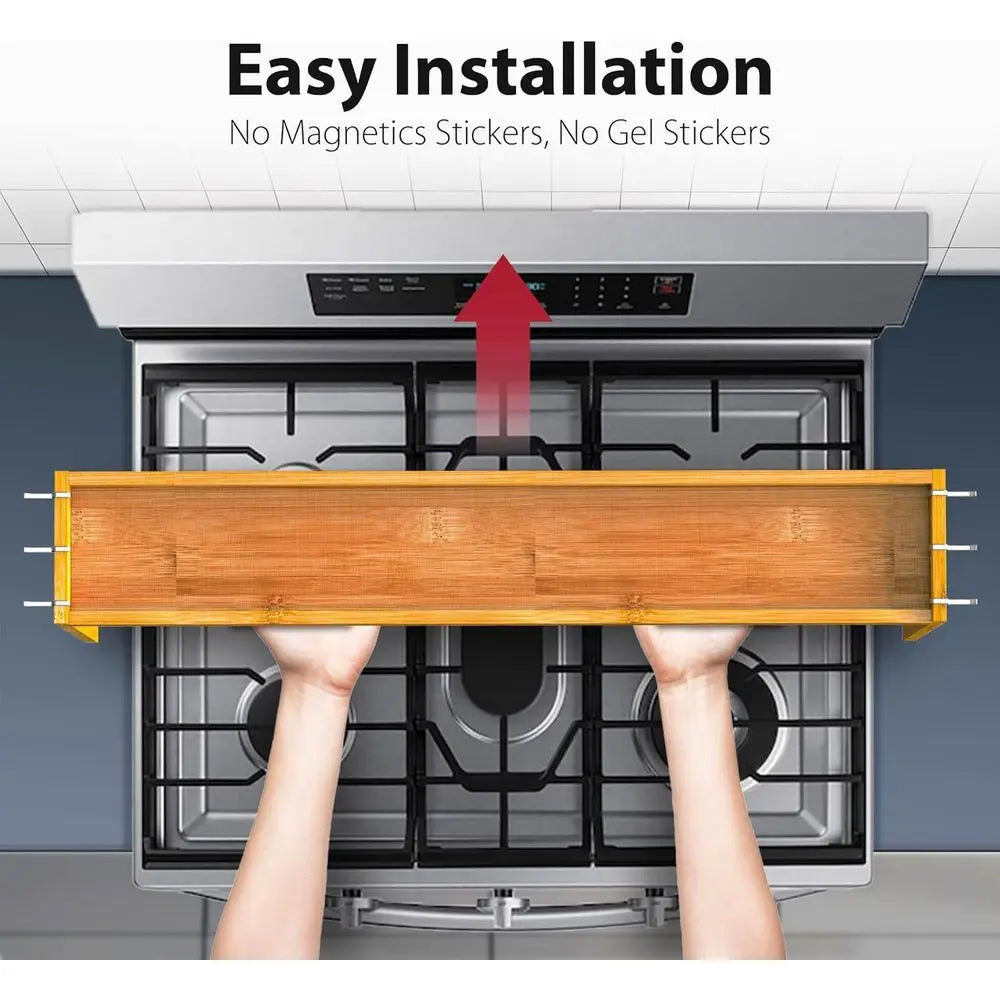 IIIOIIIA Bamboo Over The Stove Spice Shelf for Kitchen Storage