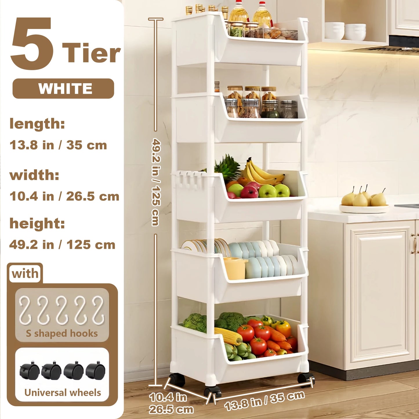 Trolley Bookshelf Kitchen Storage Rack Kitchen
