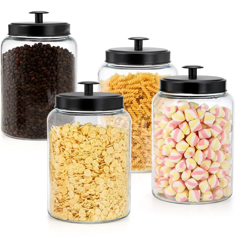 Pack Large Glass Jars with Metal Lid,