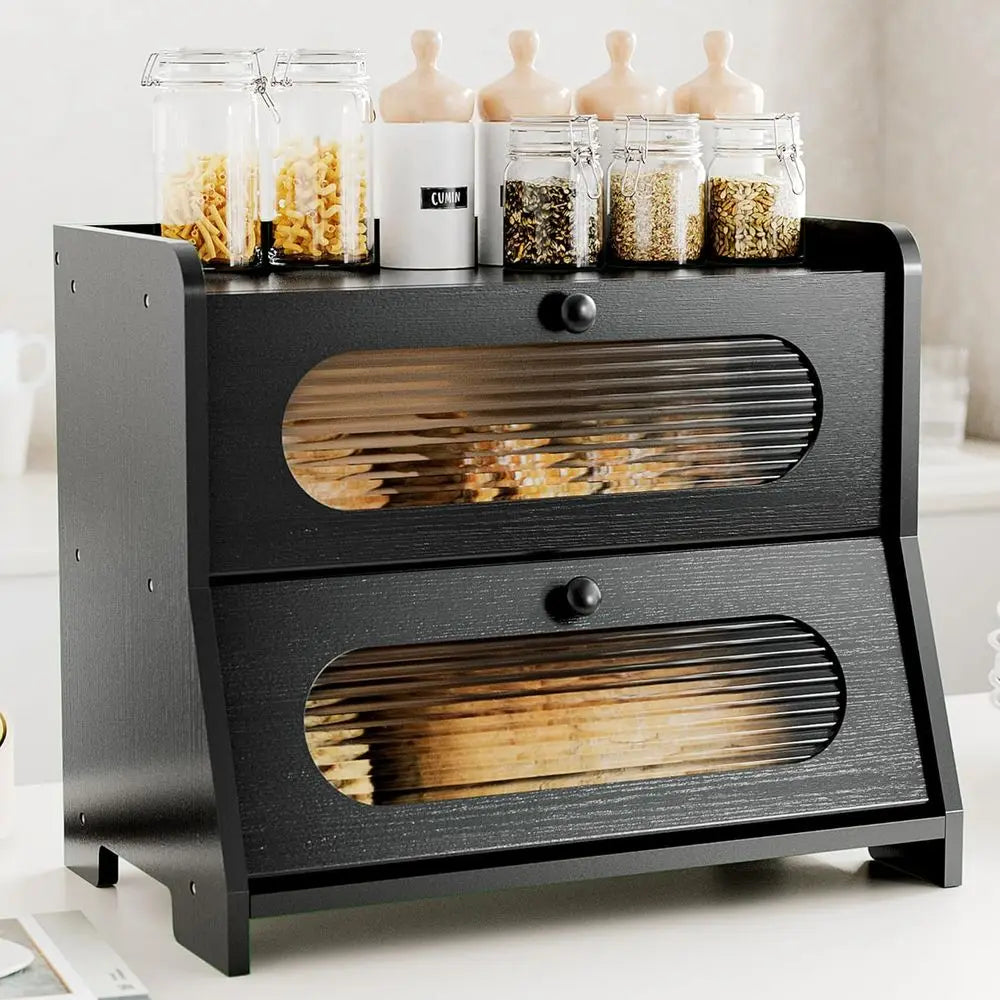 Large Bamboo Double Decker Bread Box