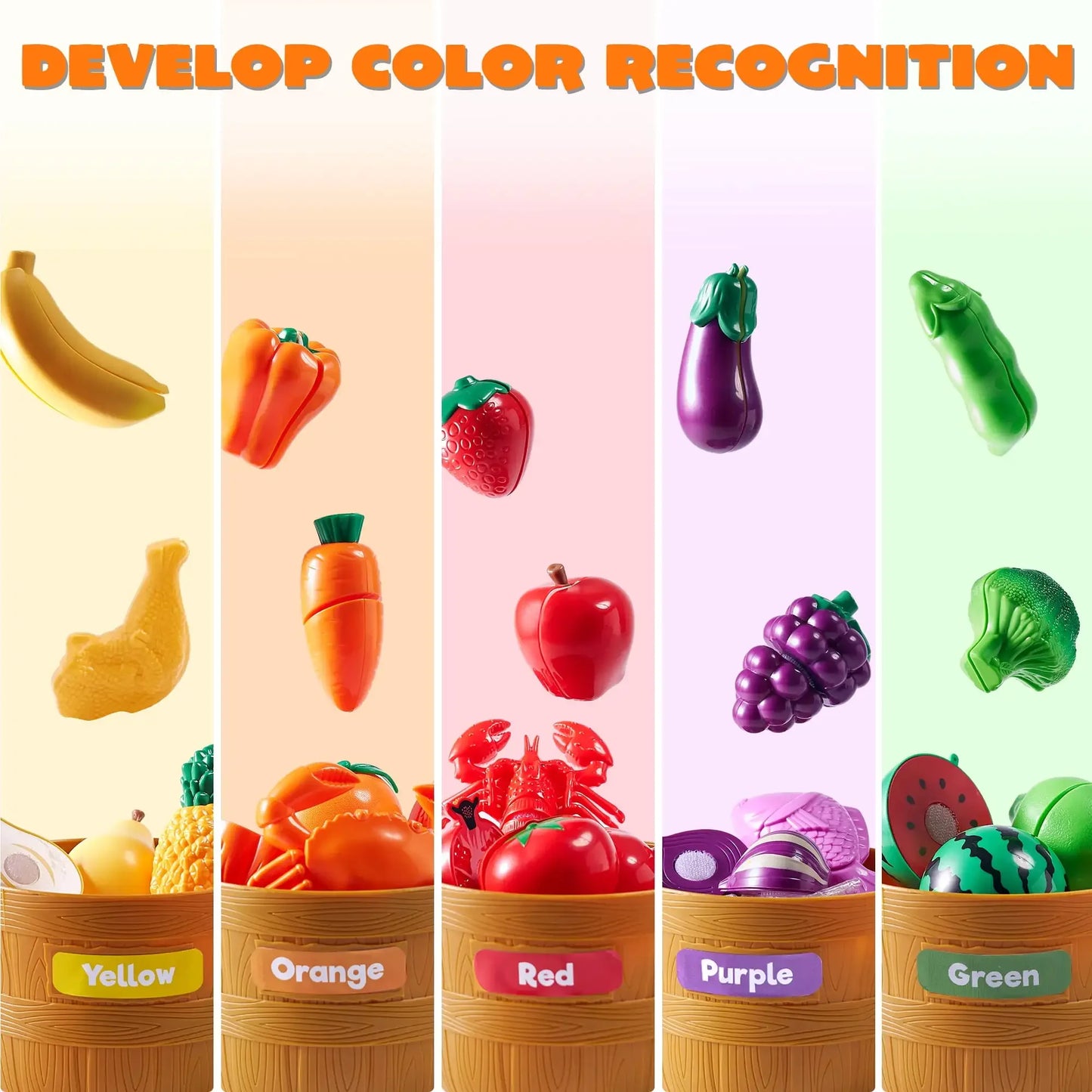 60 pcs Play Food Set for Kids Kitchen