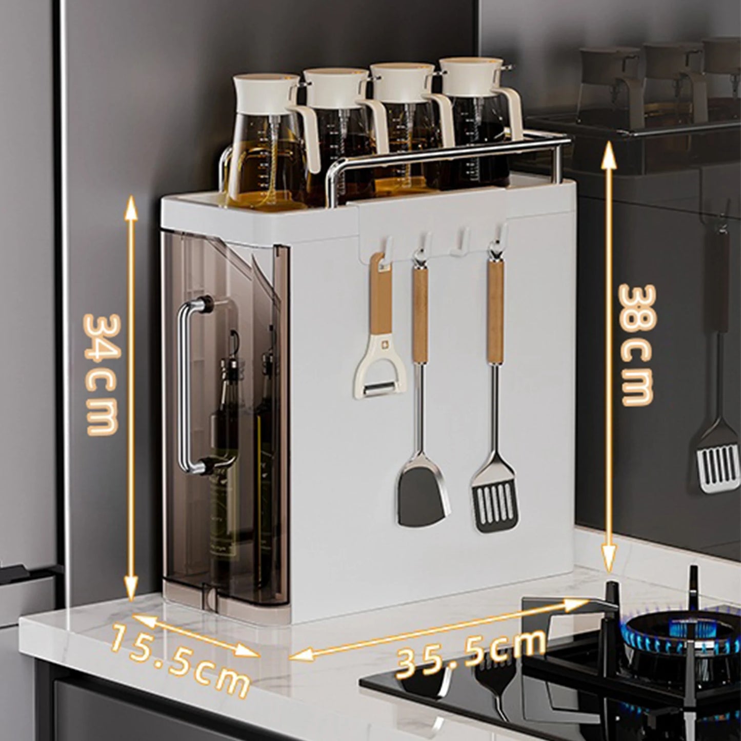 2/3 Layer Storage Shelf Kitchen Utensil Rack Pull-Out Kitchen Spice Rack Narrow Countertop Organizer Spice Sauce Storage Shelf