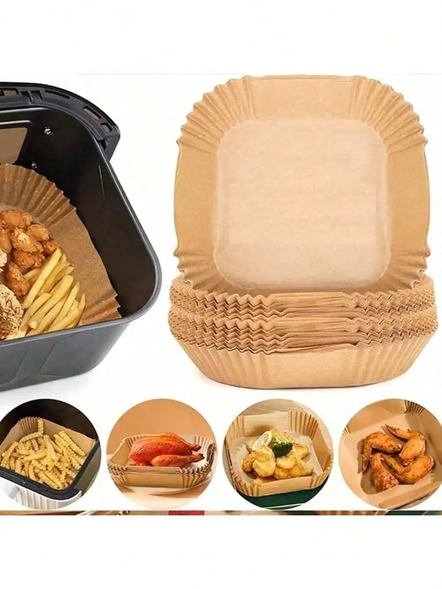 100/50pcs Disposable Square & Round Air Fryer Baking Paper,