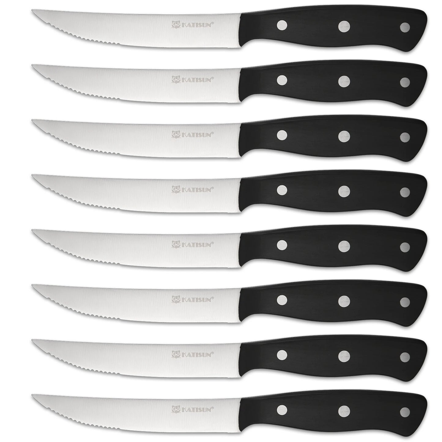 8 Pieces 5 Inch Steak Knives Set, Pointed Tip Serrated Steak Knives