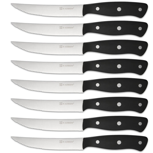 8 Pieces 5 Inch Steak Knives Set, Pointed Tip Serrated Steak Knives