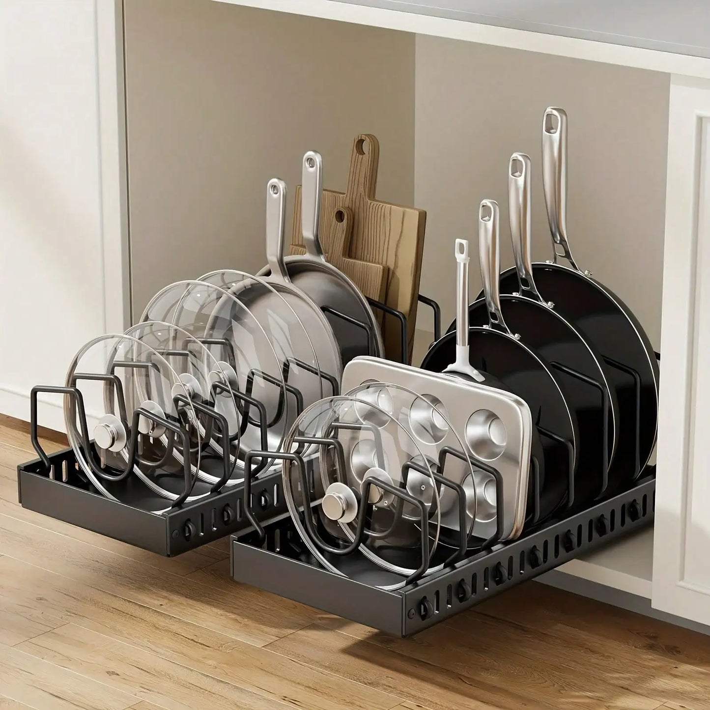 Pull-Out Pot And Pan Organizer, Kitchen Cabinet Drawer