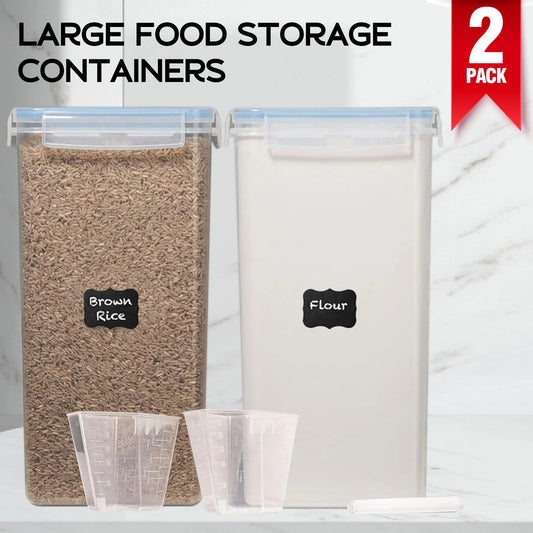2Pcs 8.5L Large Food Storage Containers With Lids Airtight Pantry