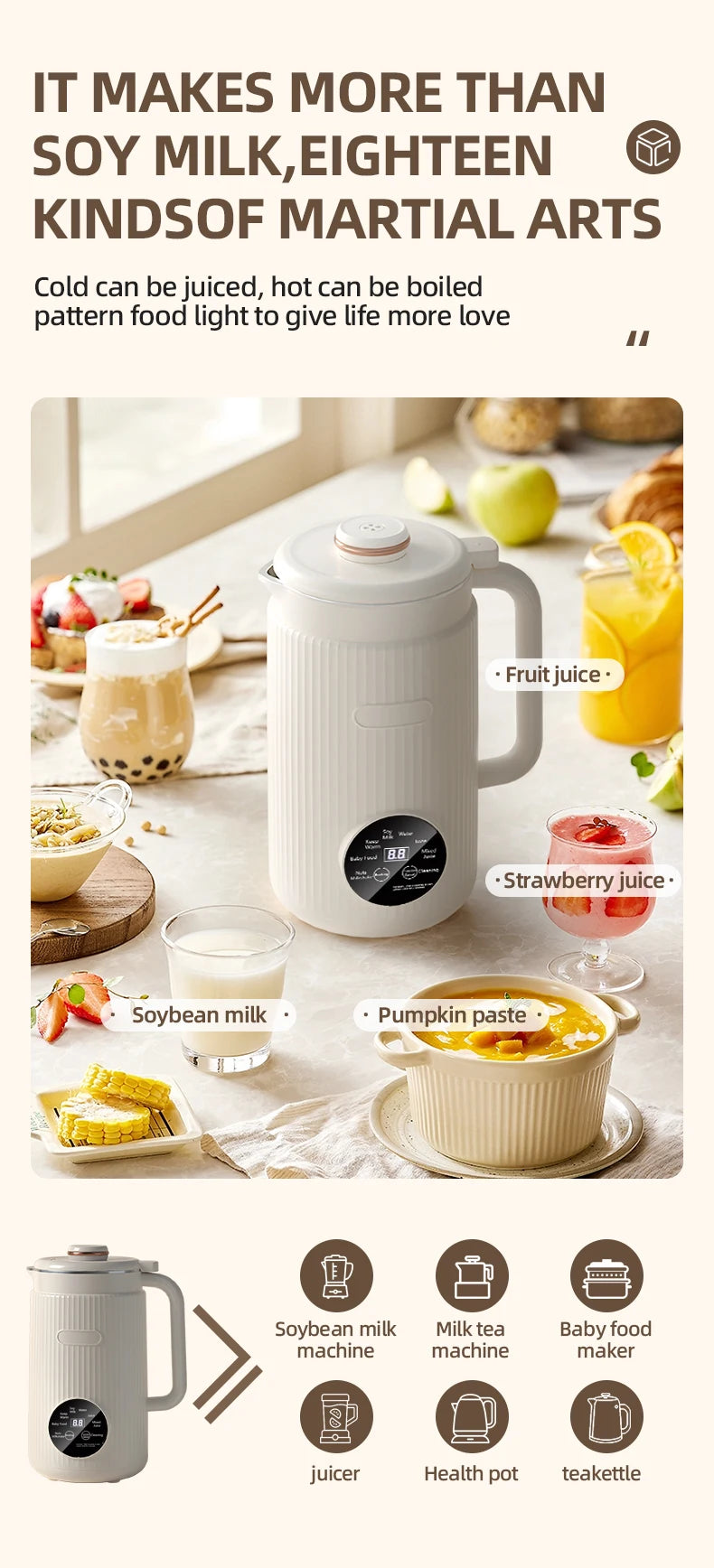 8-in-1 Multifunctional Automatic Nut Milk Machine&Coffee Maker