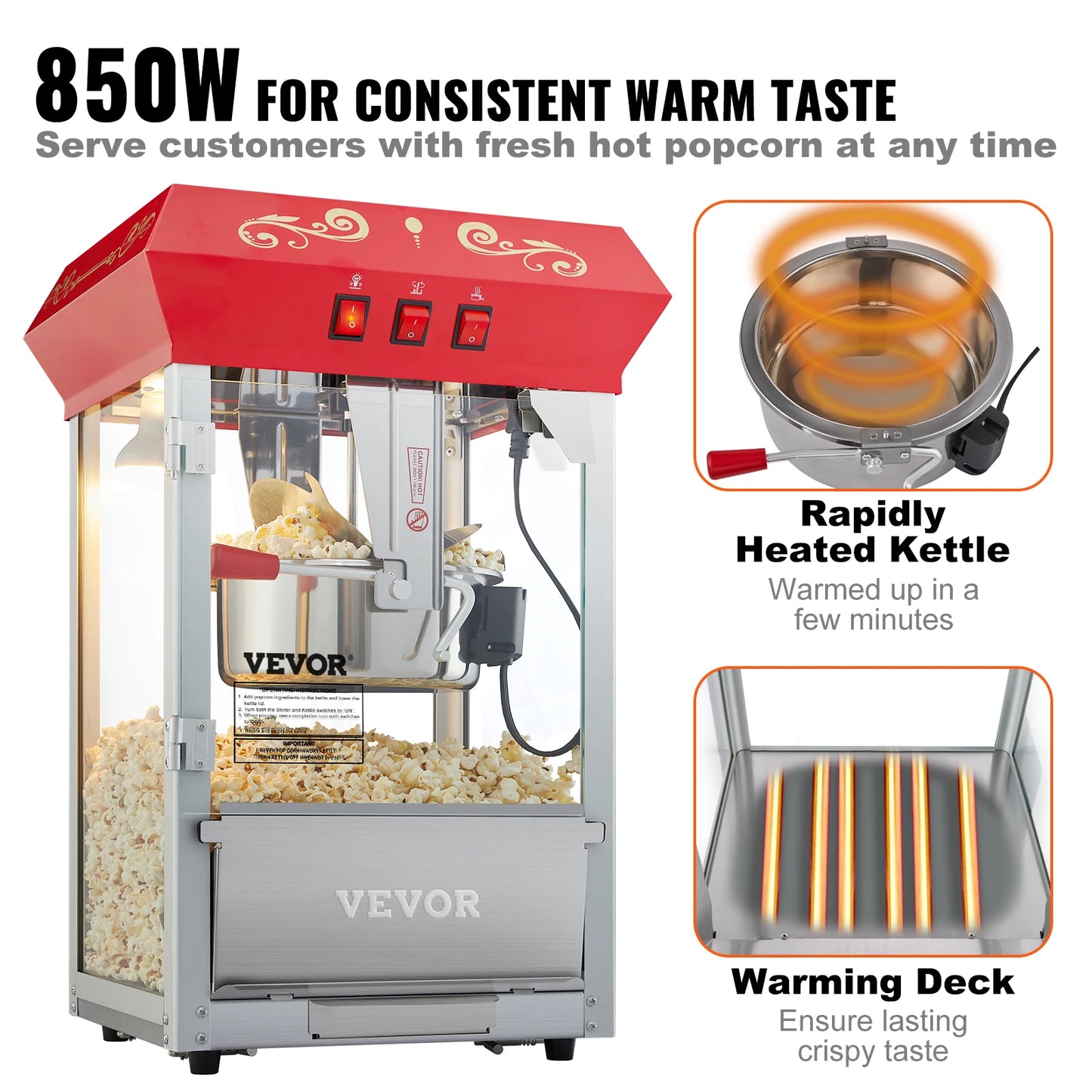 8/12Oz Electric Popcorn Maker Commercial Popper