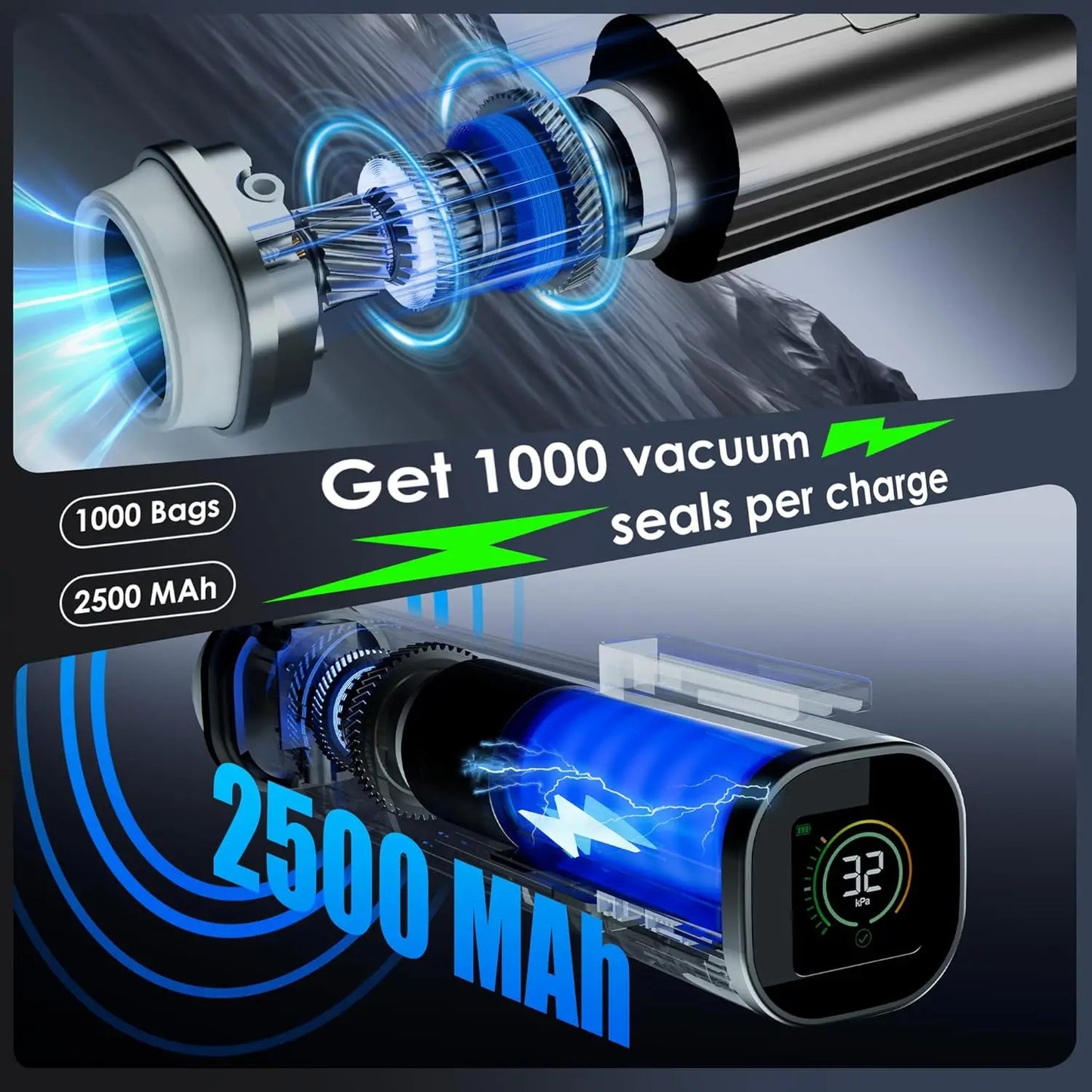 Vacuum Sealer, Portable handheld Vacuum Sealer Portable display, 2