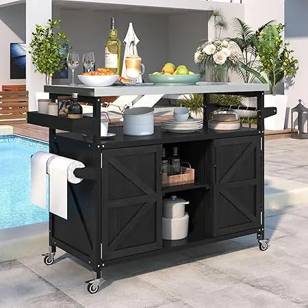 Grill Cart with Stainless Steel Tabletop