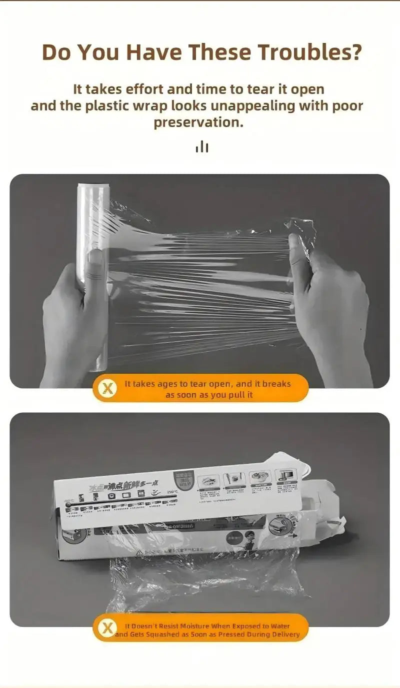 Large Size Plastic Wrap Dispenser with Cutter,