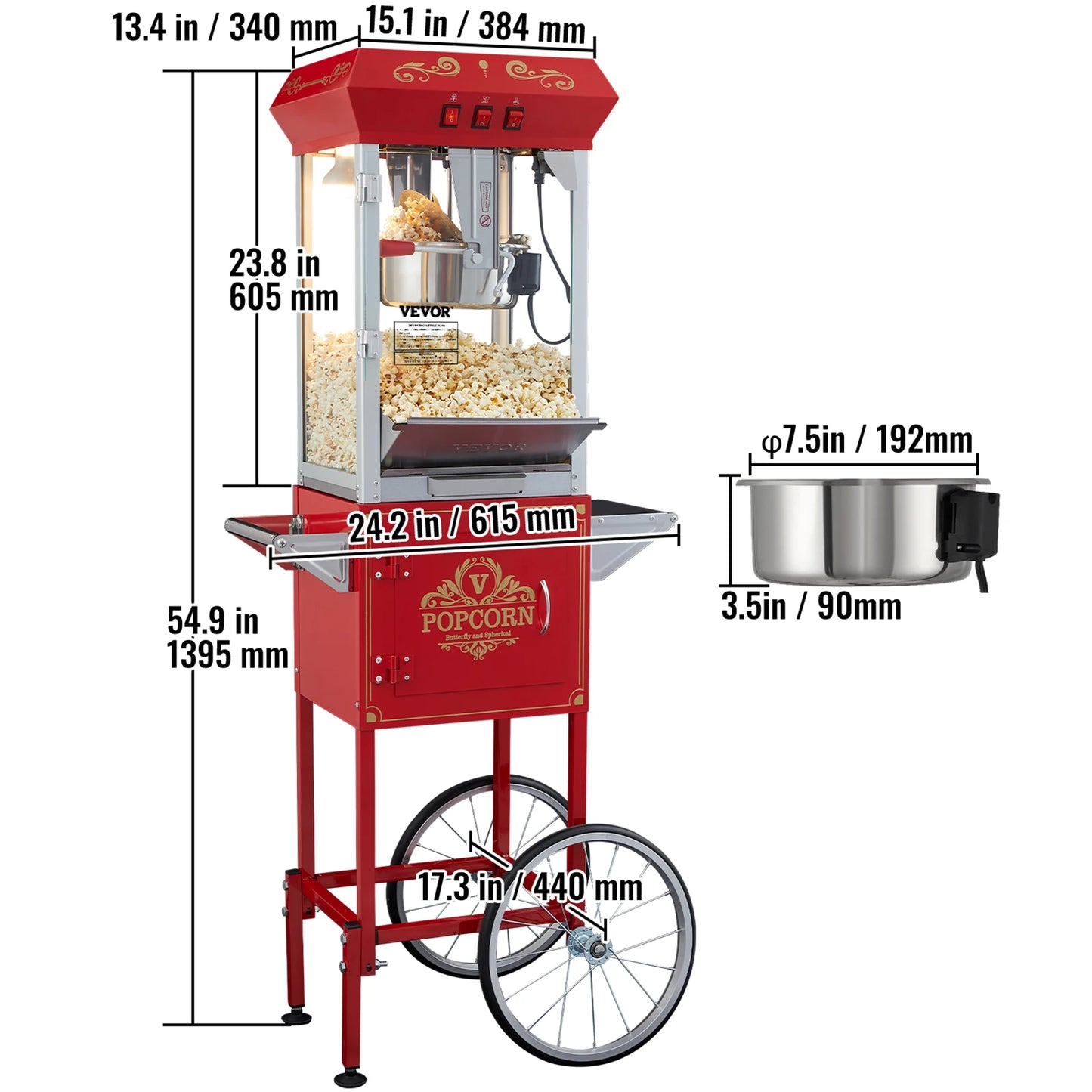 8/12Oz Electric Popcorn Maker Commercial Popper