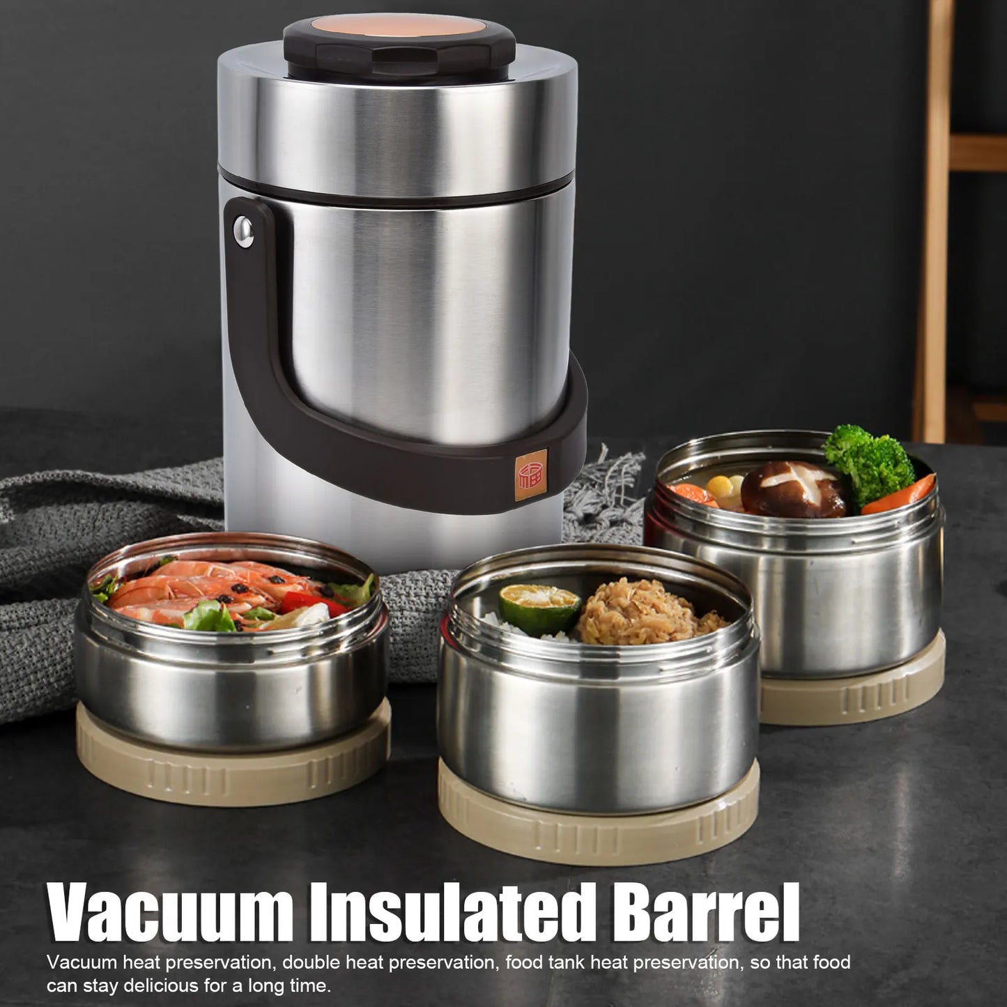 3 Layer Vacuum Insulated Barrel 2000ml 304 Stainless Steel Vacuum Insulation Lunch Box l