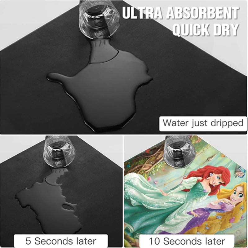 Disney Ariel Rapunzel Kitchen Drying Mat Absorbent Anti slip Pad for Sink
