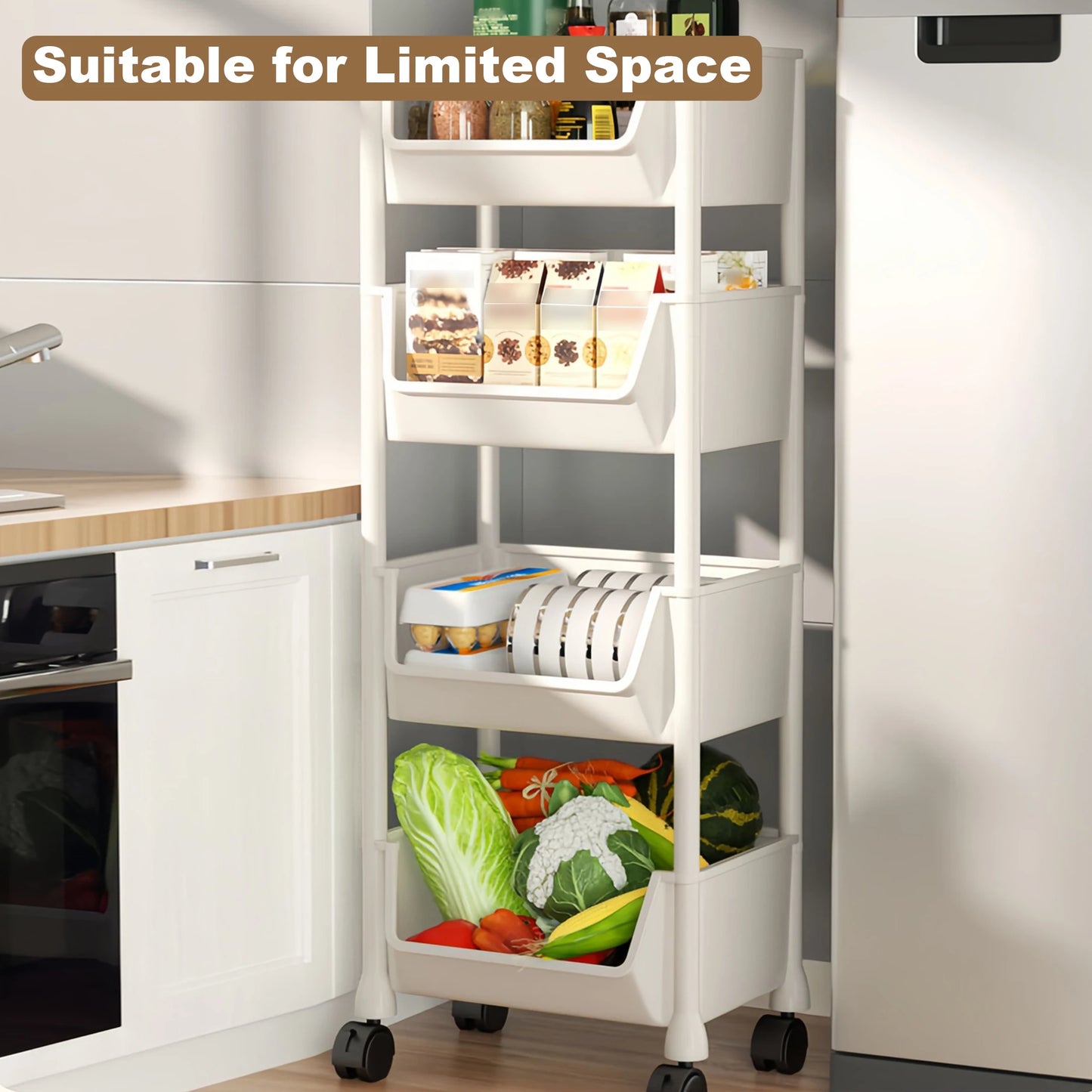 Trolley Bookshelf Kitchen Storage Rack Kitchen