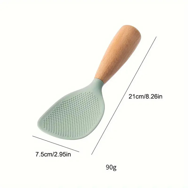 Heat-Resistant Silicone Spoon With Wooden Handle -