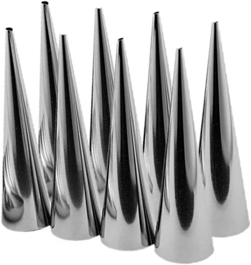 12 stainless steel cream cone molds - heavy-duty 201 baking cones suitable for ice cream