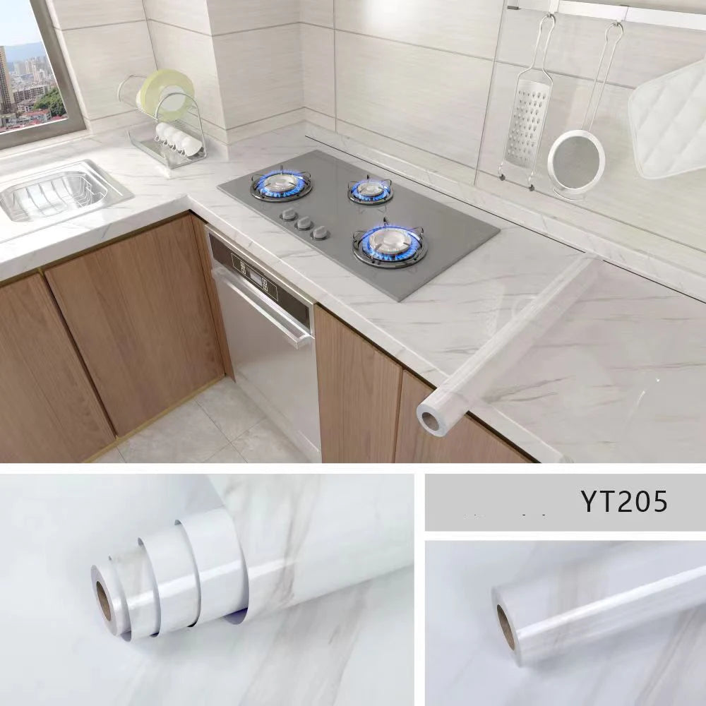 Marble Kitchen Oil-Proof Film Waterproof Moisture-Proof Self-Adhesive Wallpaper