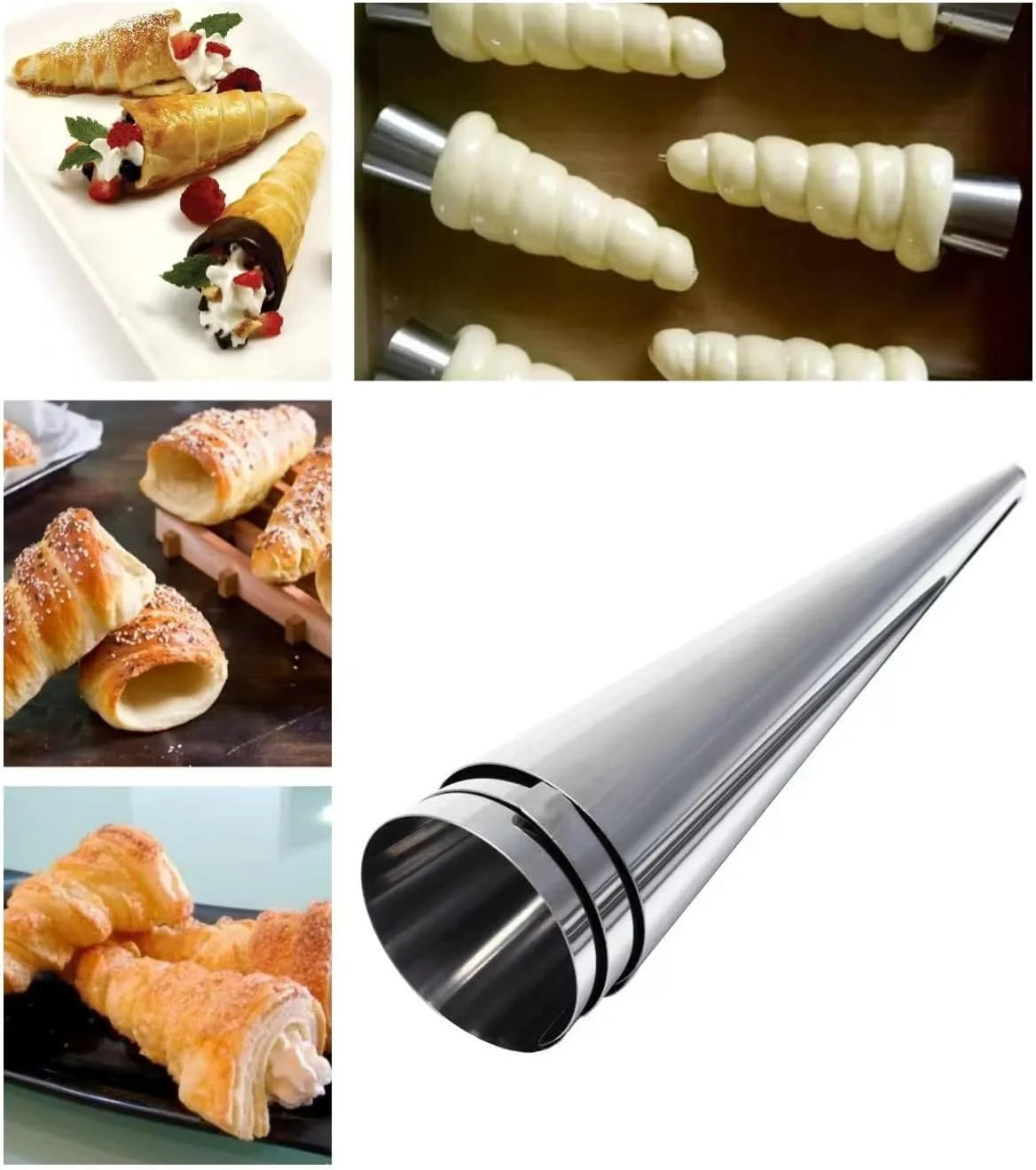 12 stainless steel cream cone molds - heavy-duty 201 baking cones suitable for ice cream