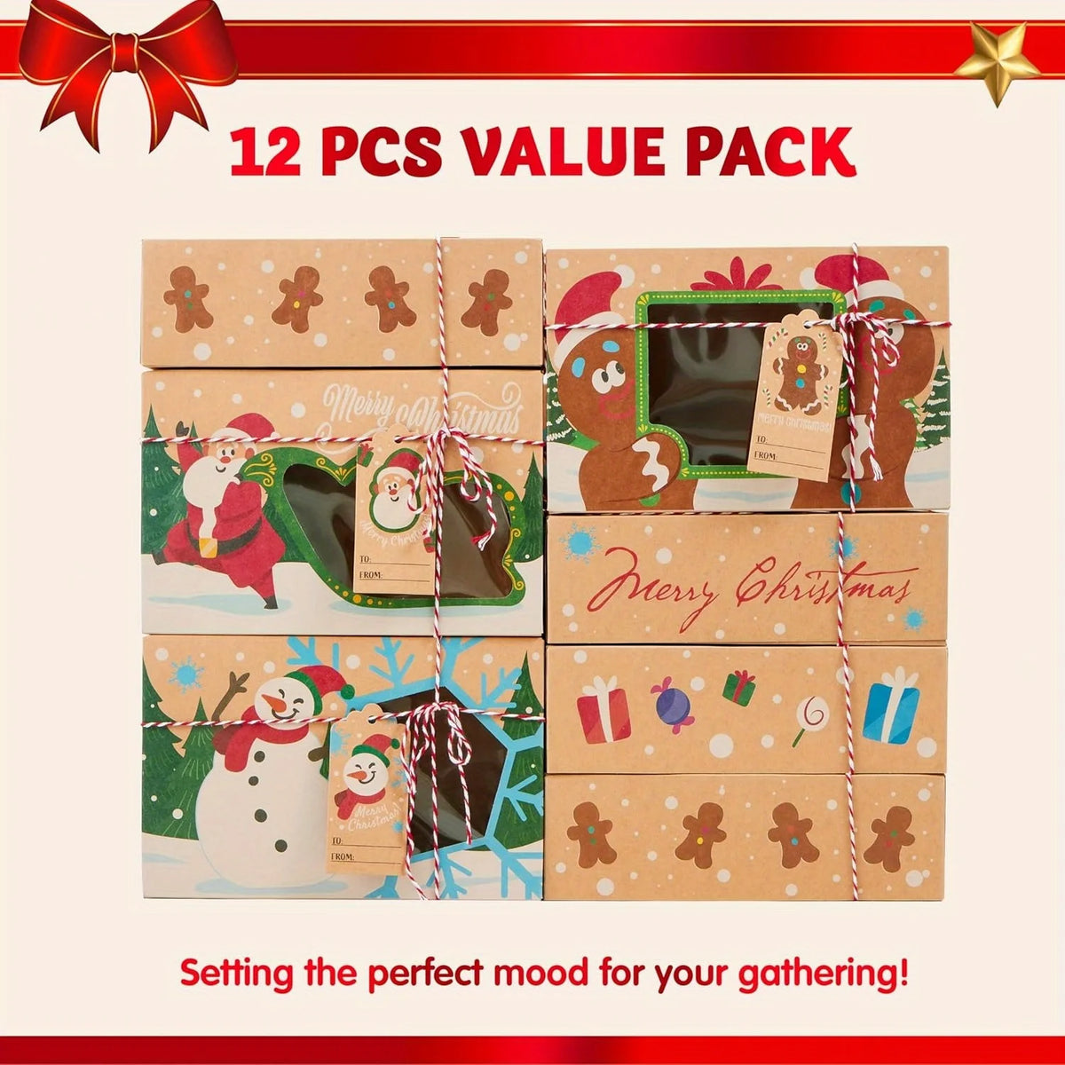 24 PCS Christmas Cookie Gift Baking Box