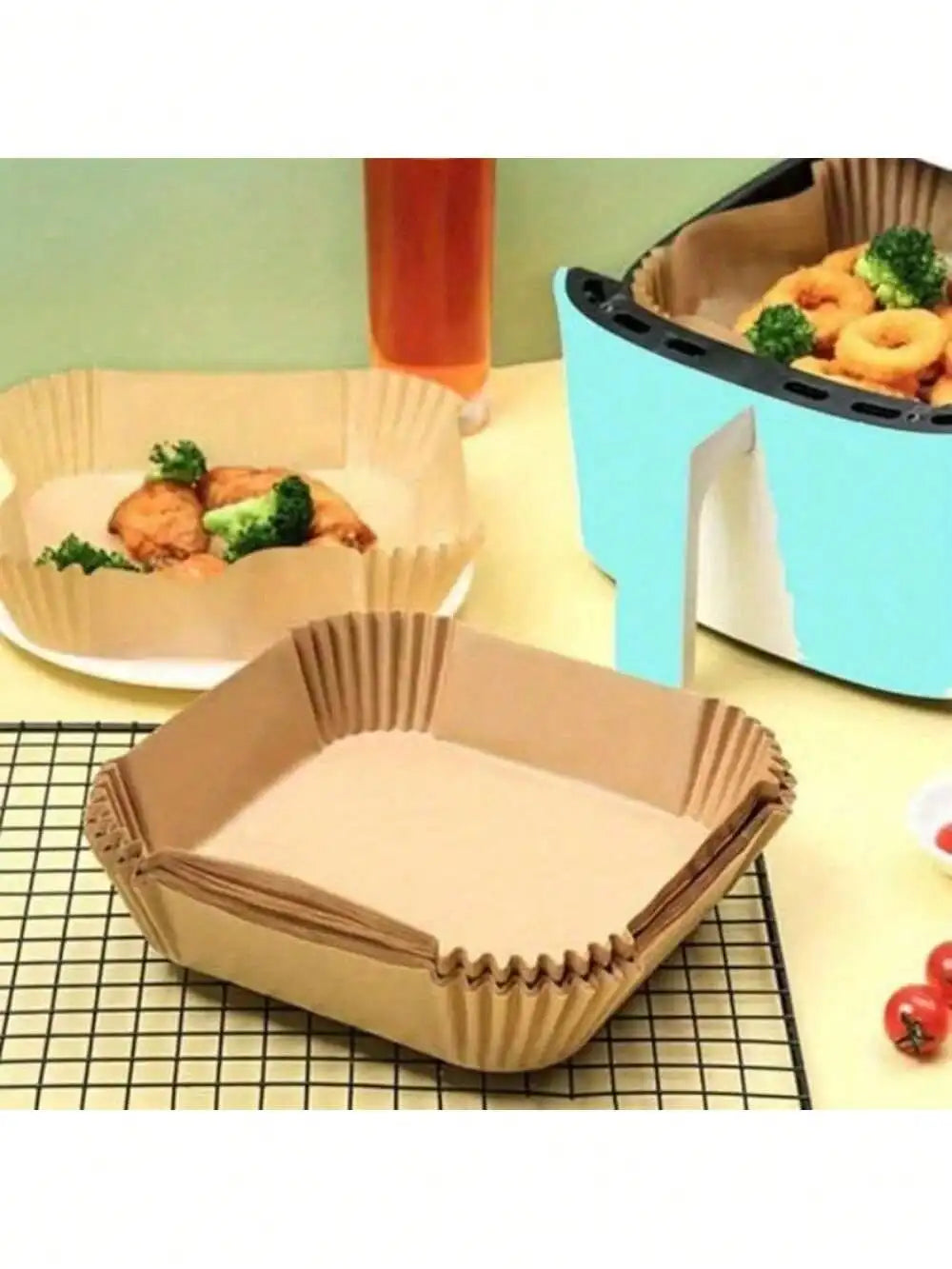 100/50pcs Disposable Square & Round Air Fryer Baking Paper,