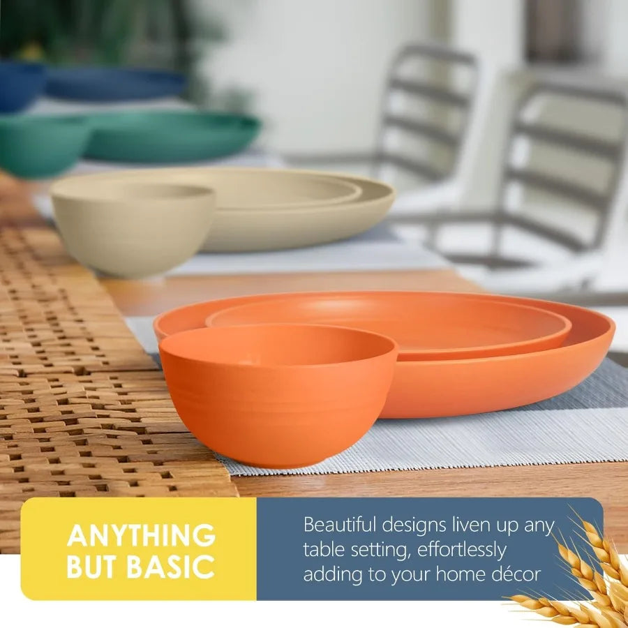 32Piece Kitchen Plastic Wheat Straw Dinnerware Set