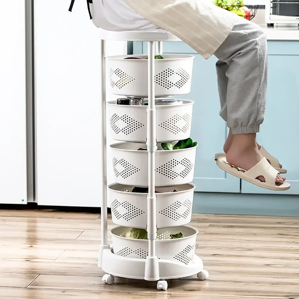 5 Tier Rotating Kitchen Organizer Rack