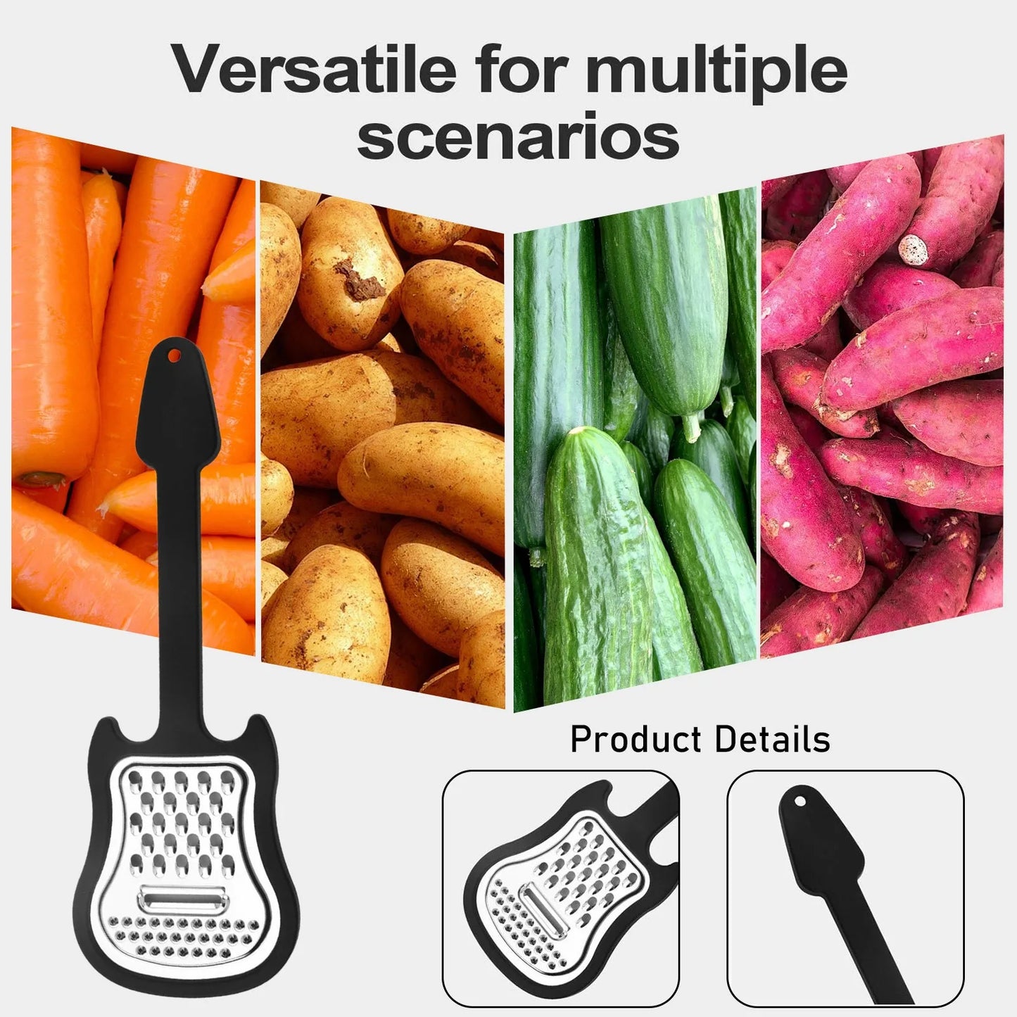 Stainless Steel Cheese Grater | Food Grater And Chopper Guitar Design | Kitchen Handheld Grater | Comfort Grip Kitchen Food Grat