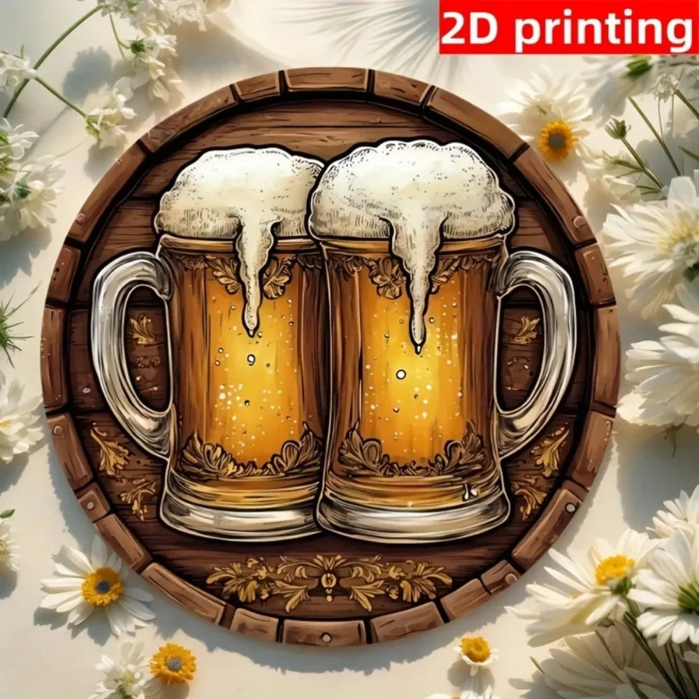 Retro Beer Wall Decor Flat Mug Art