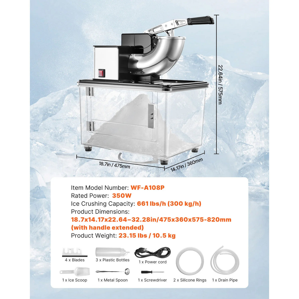 661LBS/H Commercial Ice Crusher