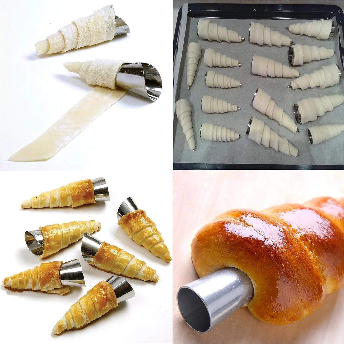 12 stainless steel cream cone molds - heavy-duty 201 baking cones suitable for ice cream