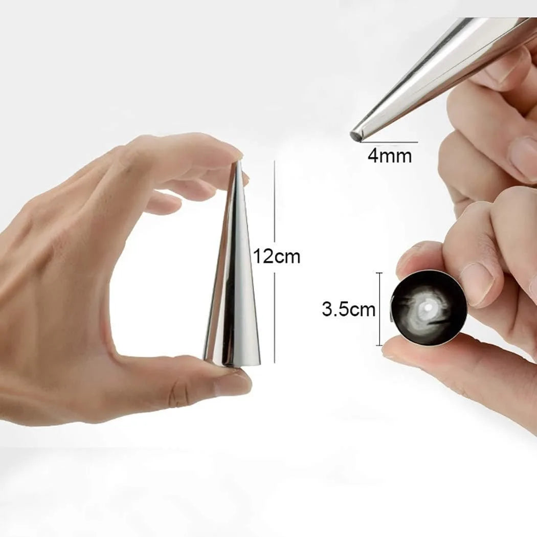 12 stainless steel cream cone molds - heavy-duty 201 baking cones suitable for ice cream