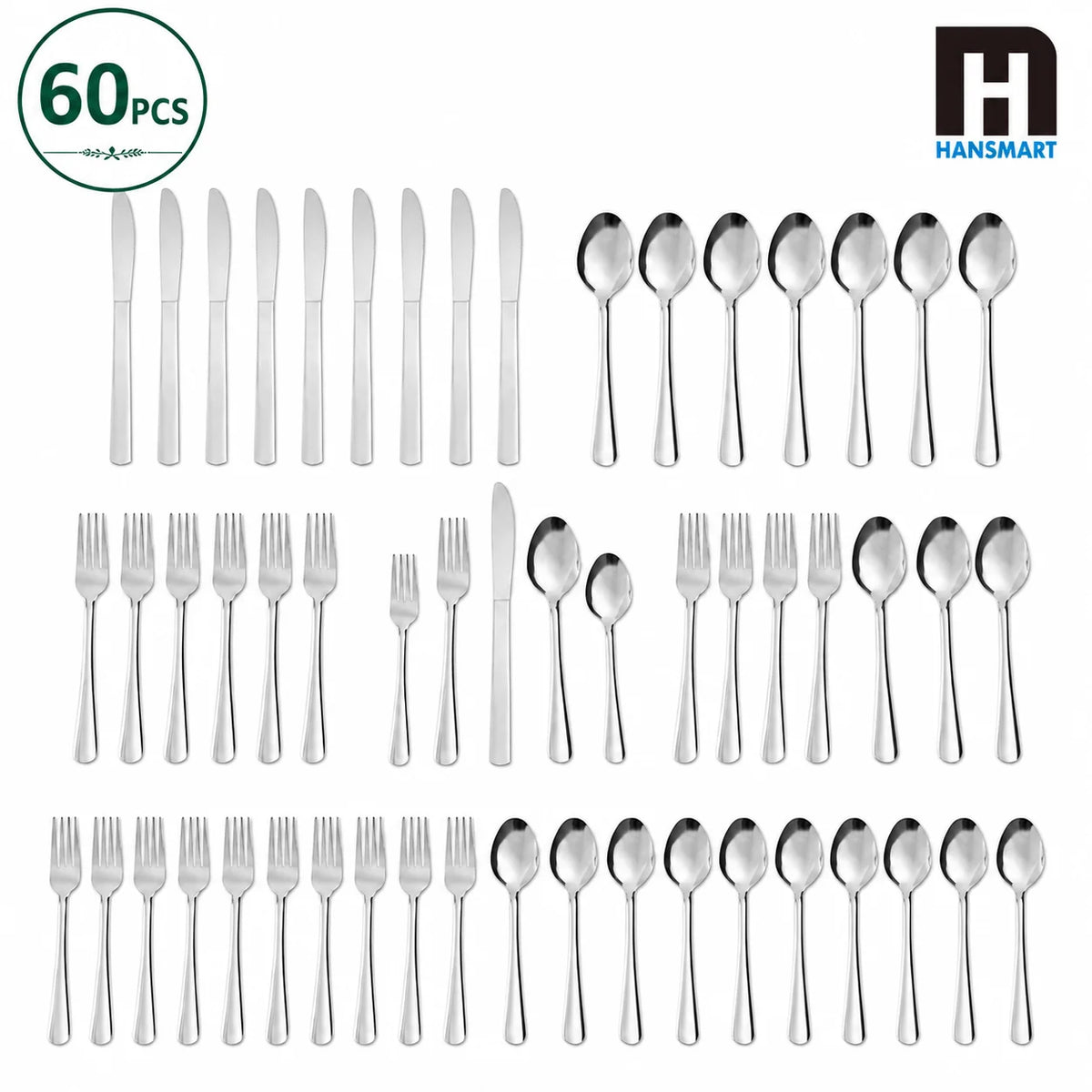 60Pcs Stainless Steel Flatware Set