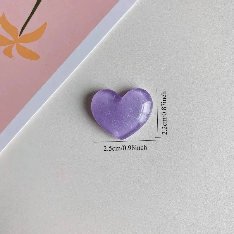 6pcs Glitter Colored Loving Heart Fridge Magnet