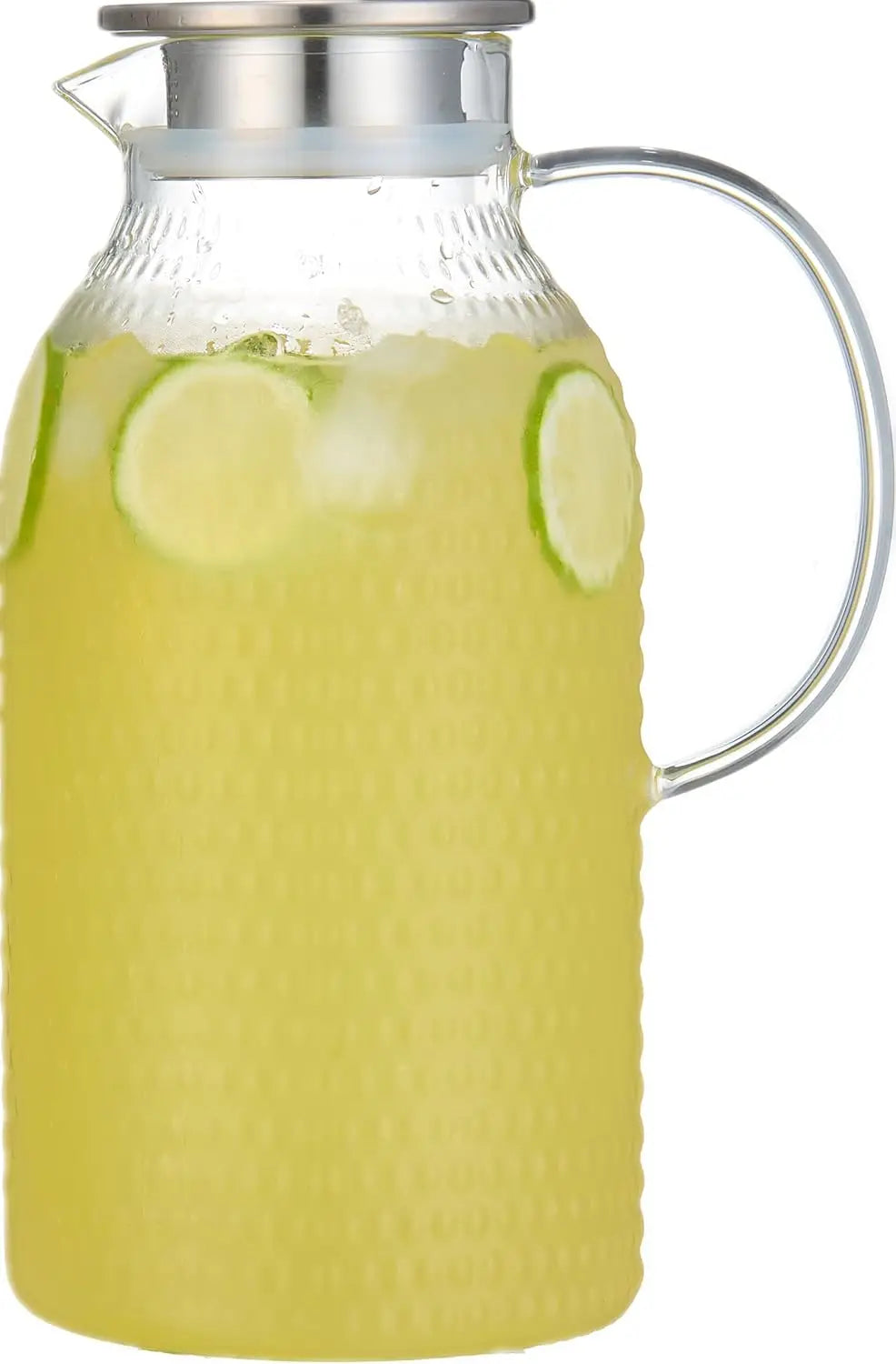 100oz Heat-Resistant Borosilicate Glass Pitcher with Lid, Easy Clean, for Hot/Cold Drinks