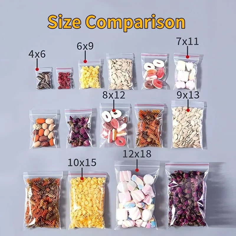 200/100PCS Transparent Zip Bags Food