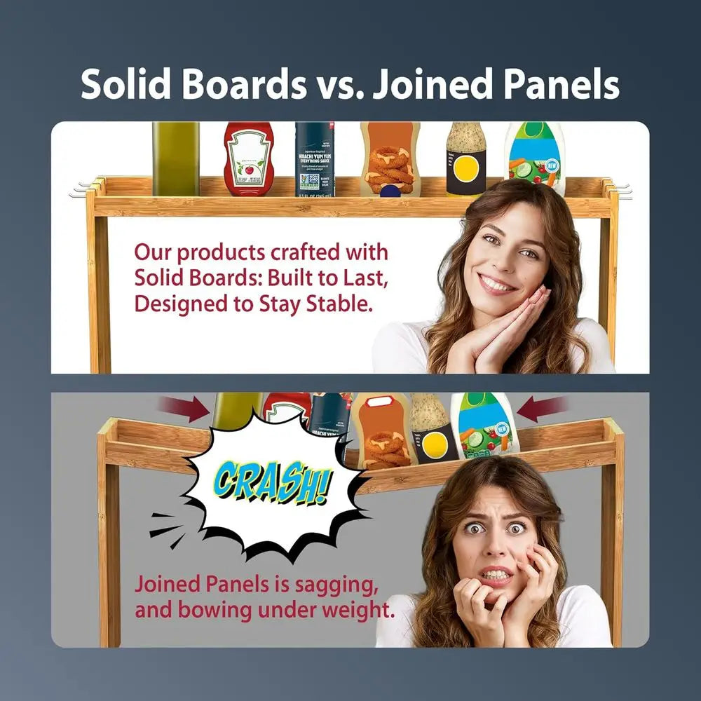 IIIOIIIA Bamboo Over The Stove Spice Shelf for Kitchen Storage