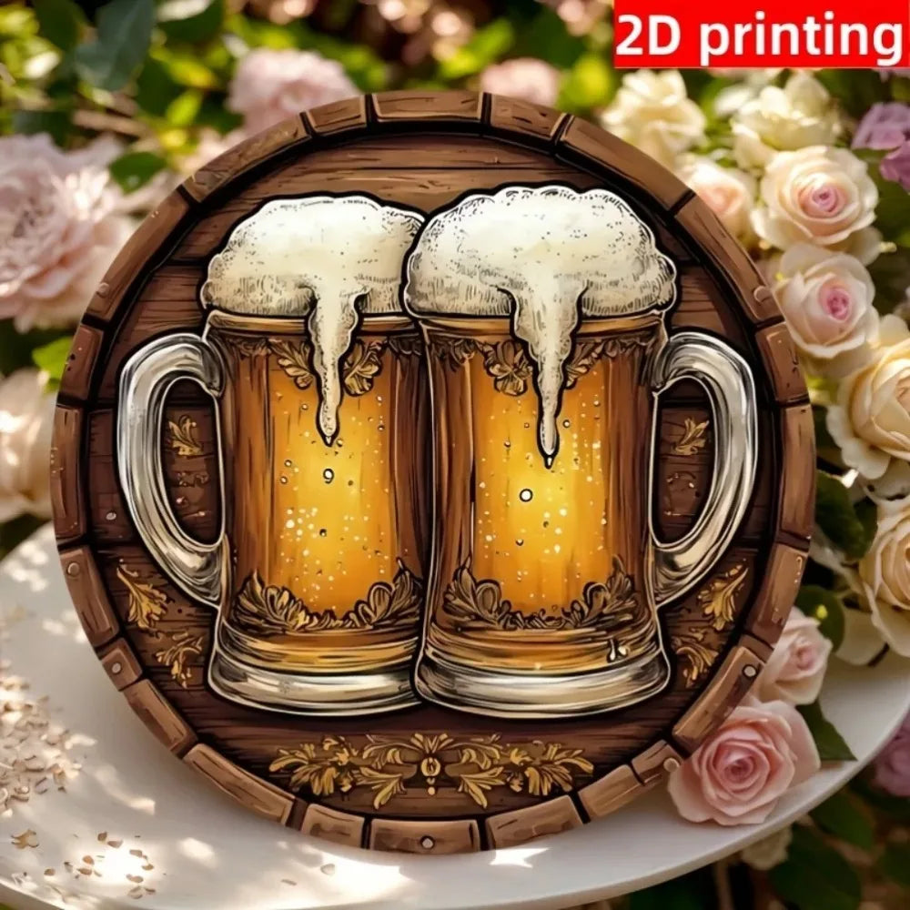 Retro Beer Wall Decor Flat Mug Art