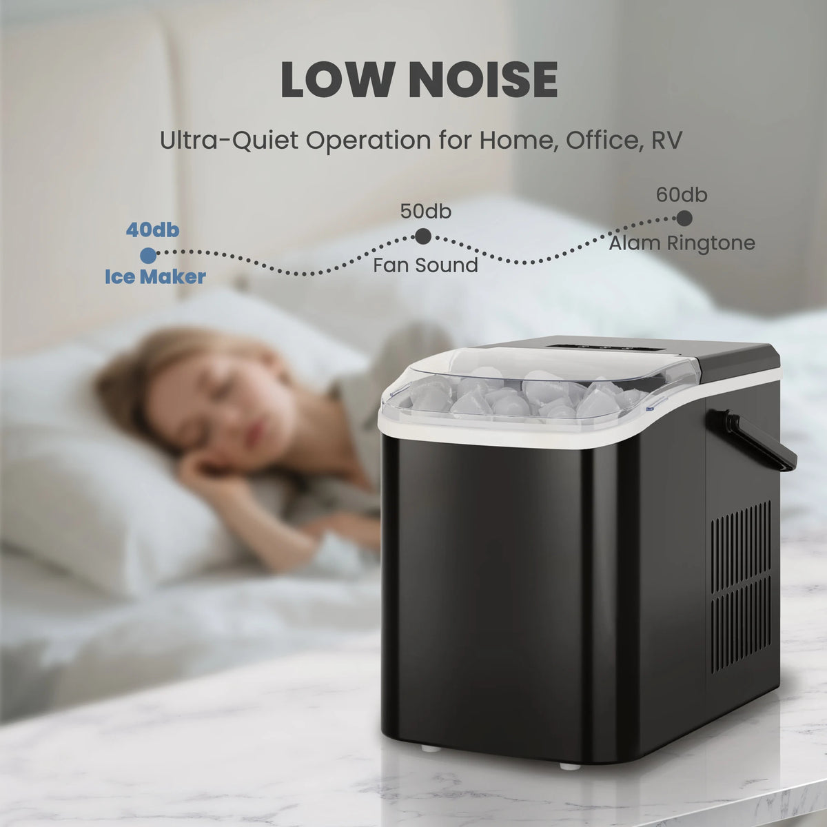 Countertop Ice Maker with Handle 9 Bullet Ice Cubes Ready in 6 Mins