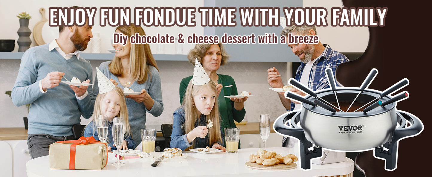 Electric Fondue Pot Set for Cheese & Chocolate