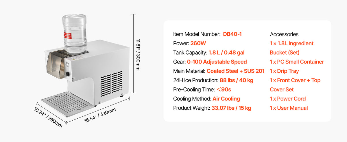 40-80kg per 24H Snowflake Ice Machine